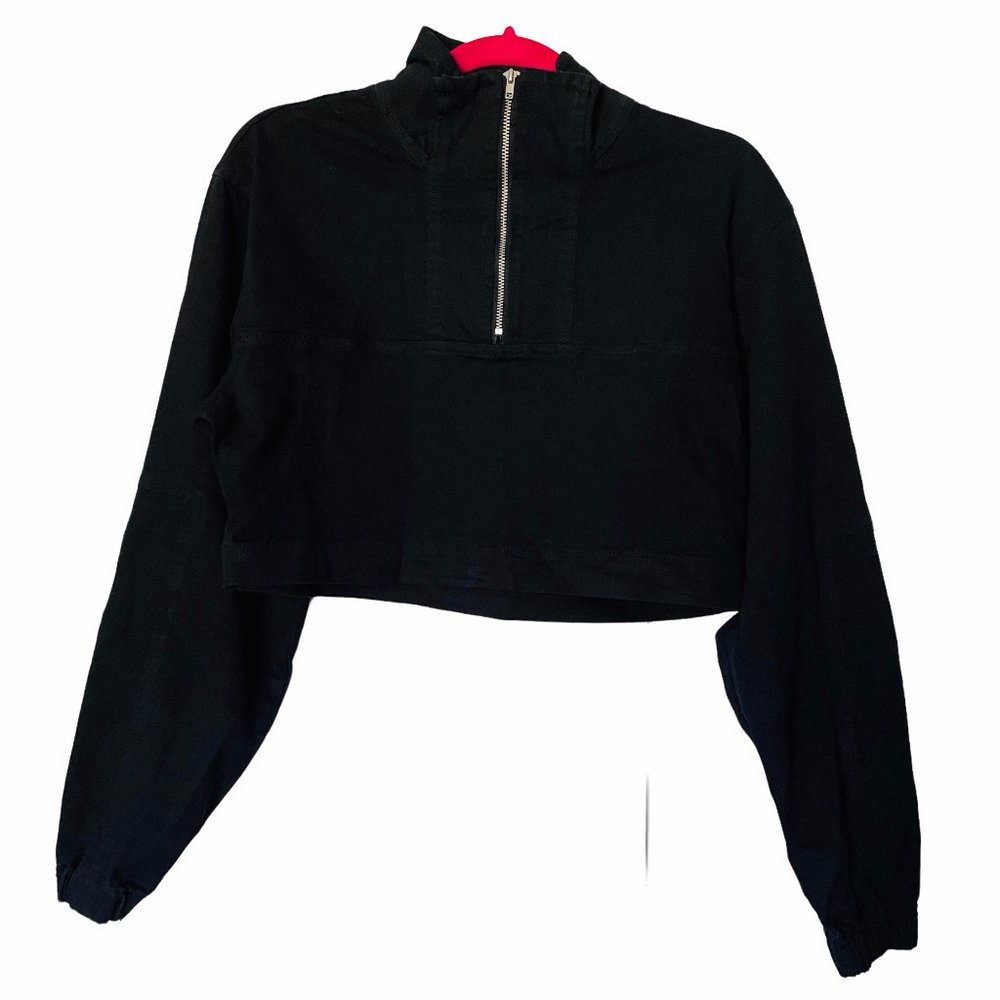 8th of LA Women's Black Quarter Zip Cropped Pullover Size Medium